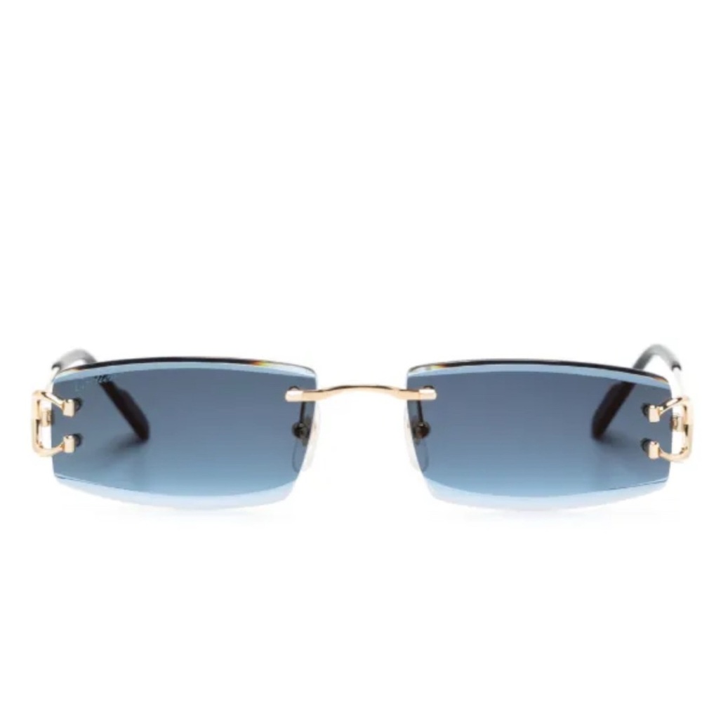 Blue Gradient Sunglasses with Gold Accents